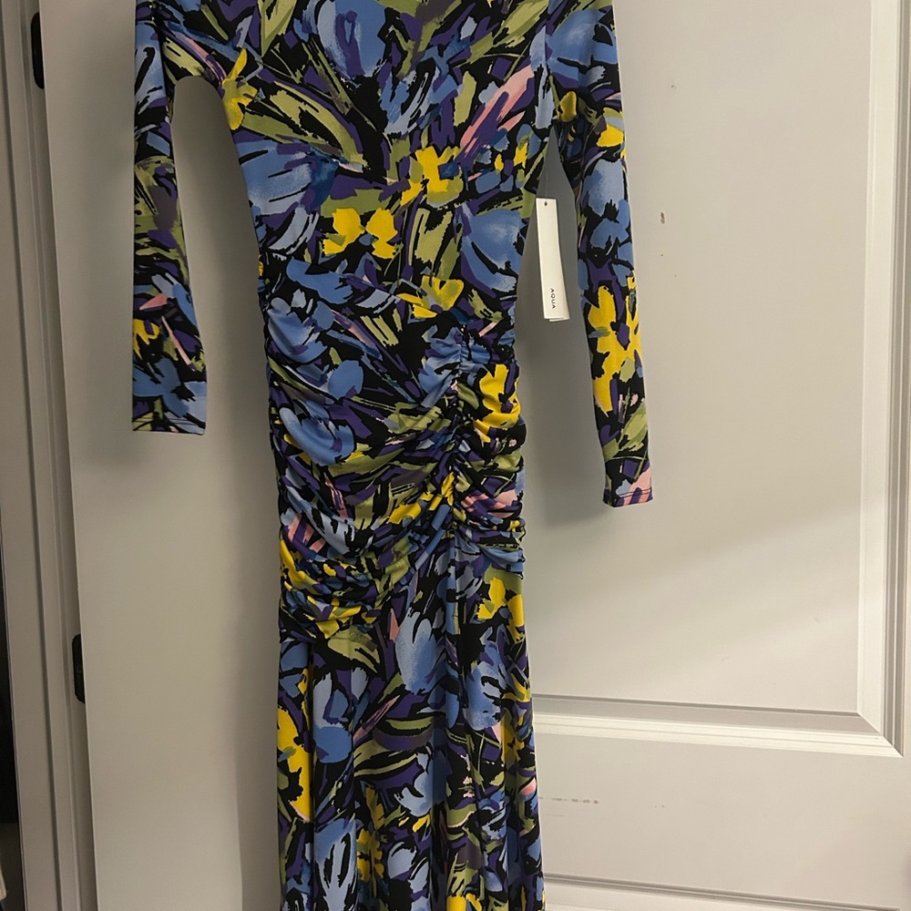 Aqua Floral Long Sleeve Dress NWT